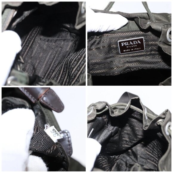 PRADA Backpack Nylon Khaki Silver Auth bs31148 - Picture 15 of 16